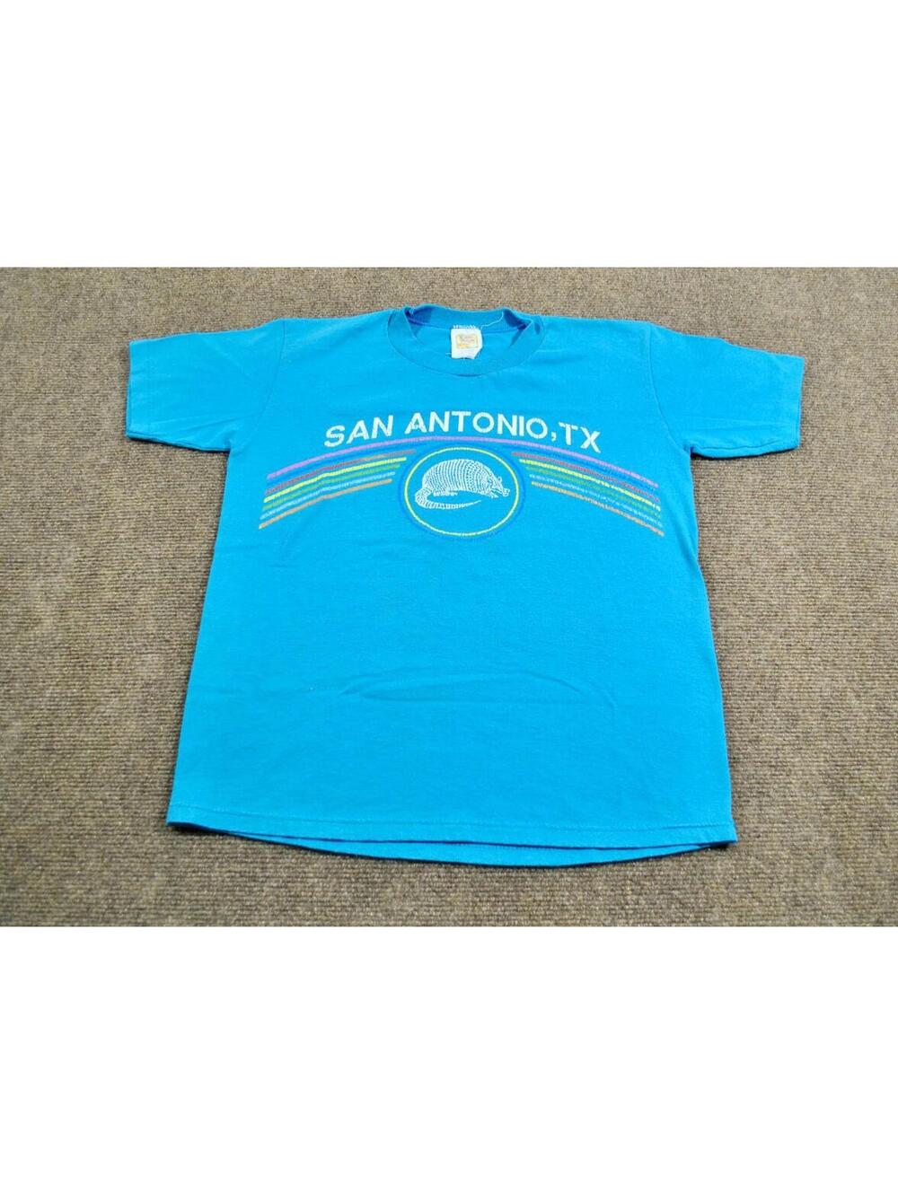 San Antonio Texas 80s Velva Sheen Blue City State Shirt Size Youth Large
